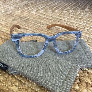 Grey and Wood Classy Blue Light Glasses